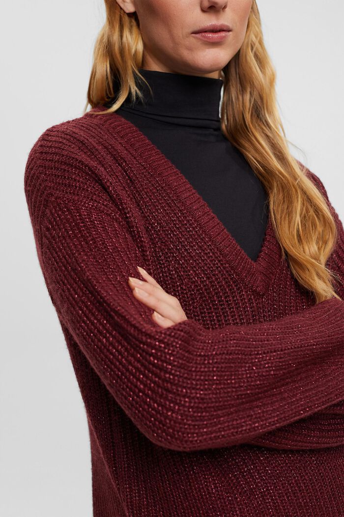 Wool blend jumper, BORDEAUX RED, detail image number 0