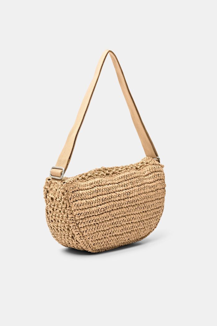 Woven Straw Crossbody Bag, CAMEL, detail image number 3