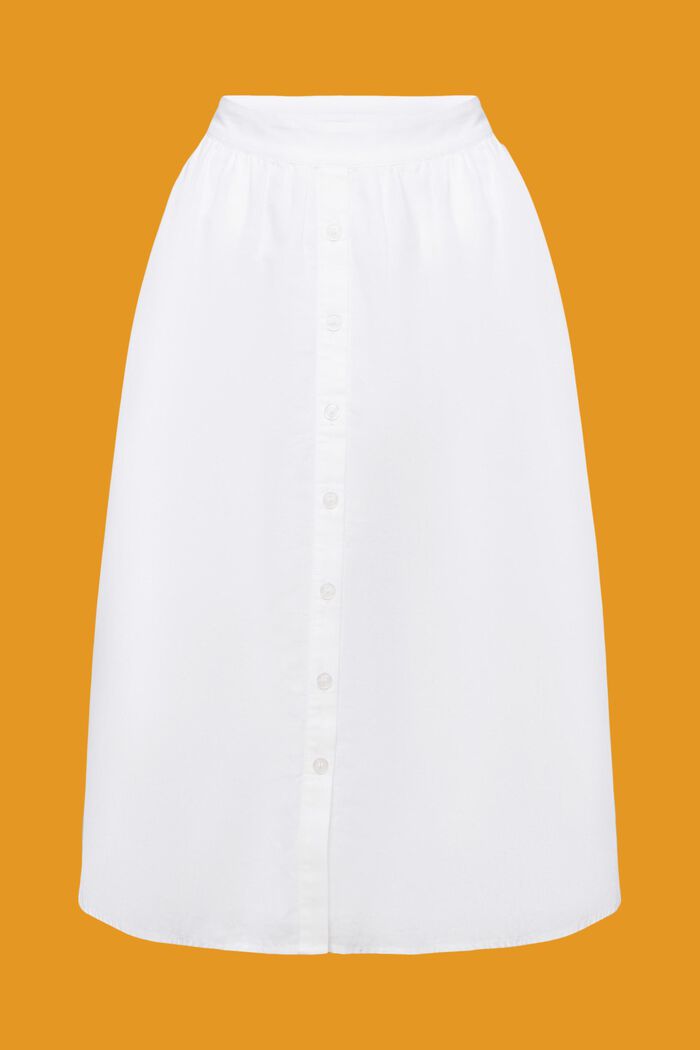 Midi skirt, linen-cotton blend, WHITE, detail image number 6