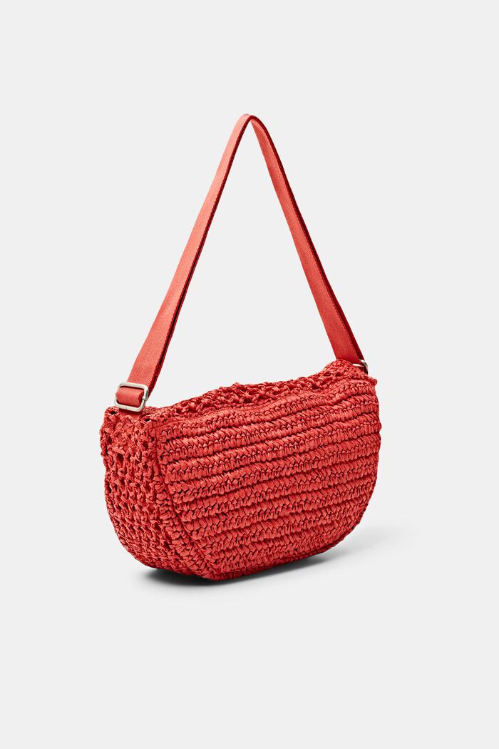 Woven Straw Crossbody Bag, ORANGE RED, detail image number 3