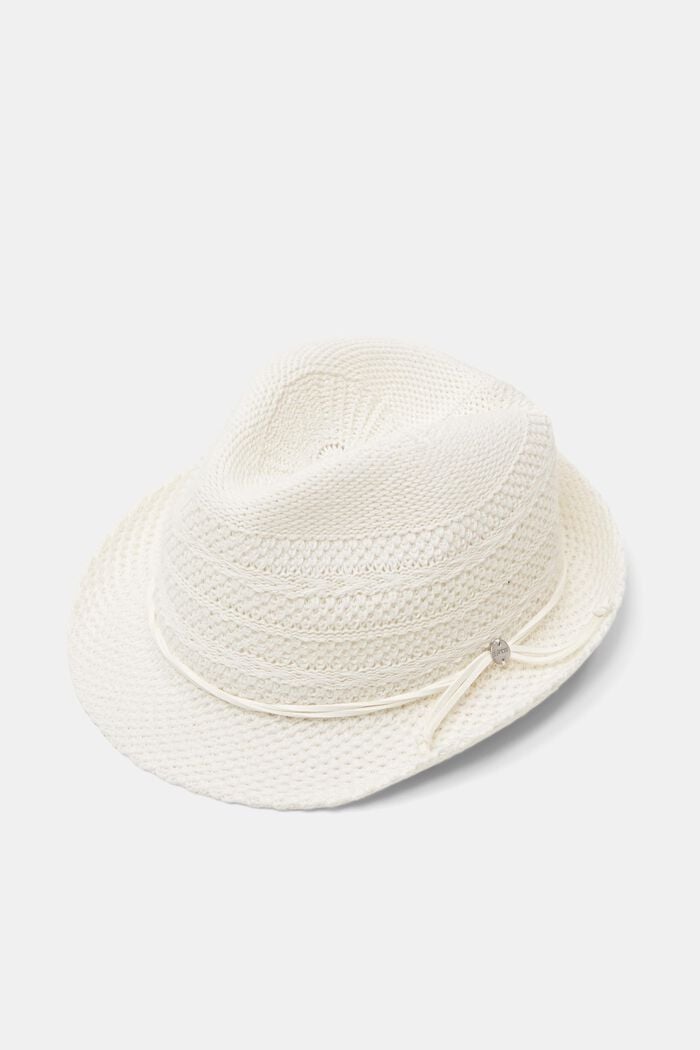Knit Fedora Hat, OFF WHITE, detail image number 0