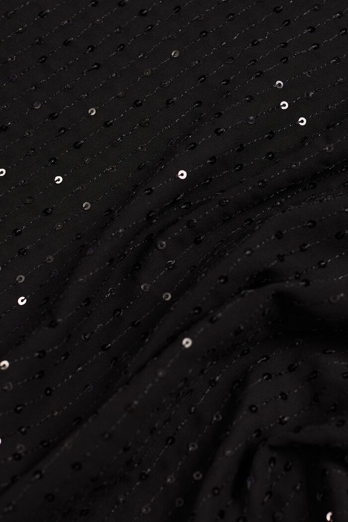 Sequined Chiffon Shirt, BLACK, detail image number 5