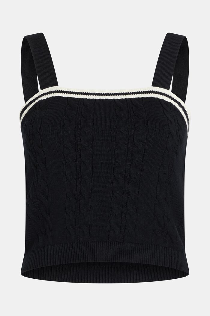 Dolphin logo cable sweater camisole, BLACK, detail image number 4