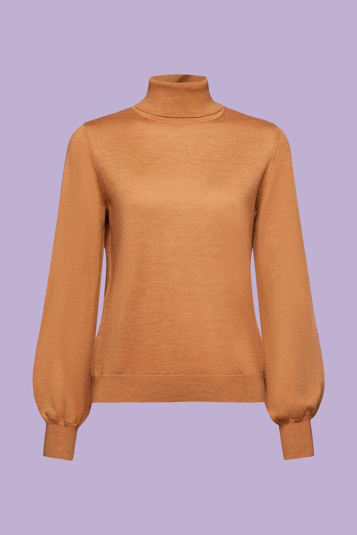 Wool Turtleneck Sweater, CARAMEL, detail image number 7