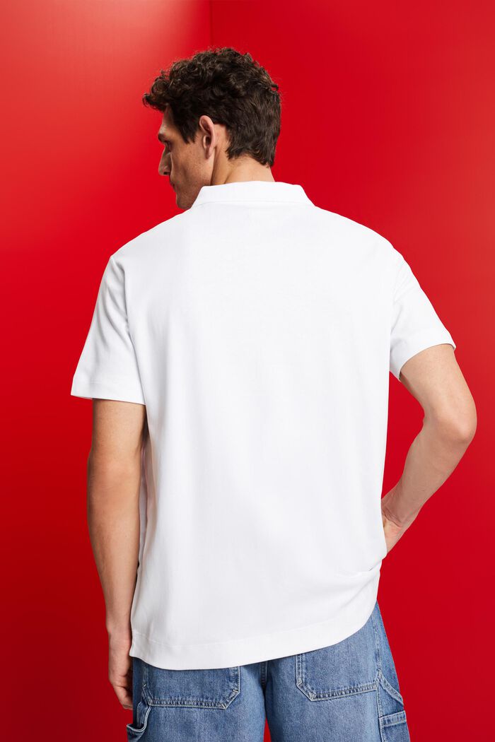 Pima cotton polo shirt, WHITE, detail image number 3