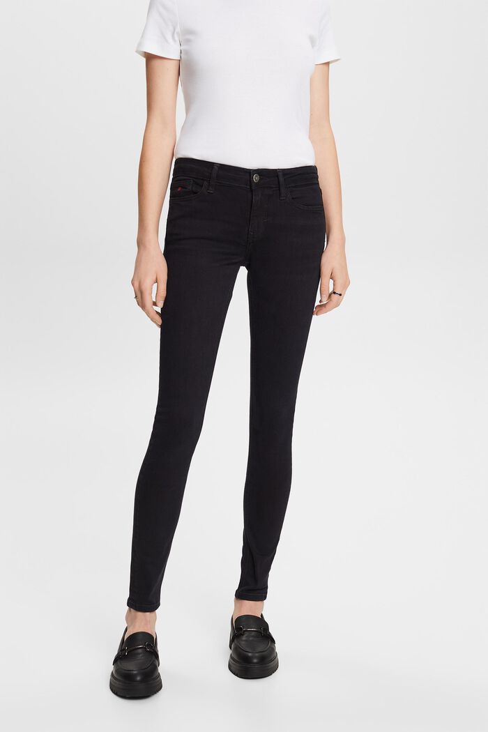 Premium mid-rise skinny fit jeans, BLACK DARK WASHED, detail image number 2