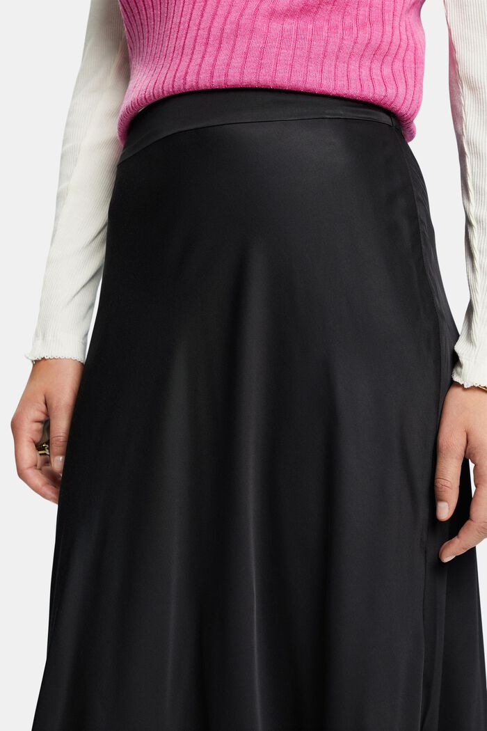 Satin Midi Skirt, BLACK, detail image number 3