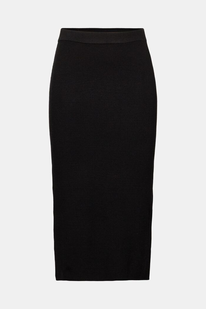 Rib-Knit Midi Skirt, BLACK, detail image number 6