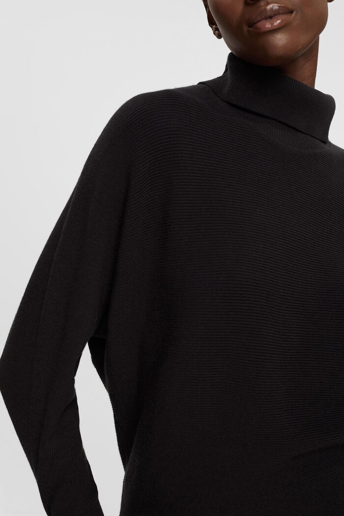 Batwing jumper with polo neck, BLACK, detail image number 0