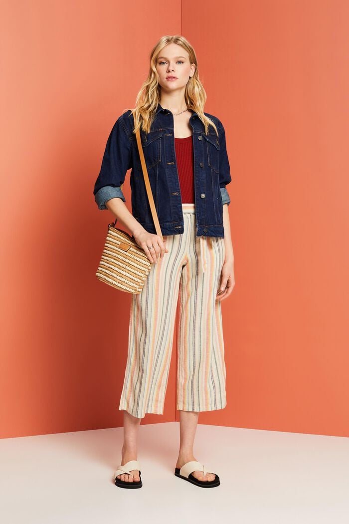 Striped culotte with fixed belt, SAND 3, detail image number 1