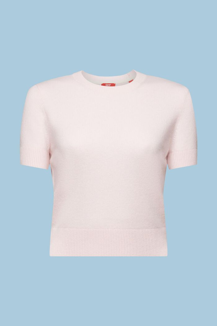 Cashmere Short-Sleeve Sweater, LIGHT PINK, detail image number 7