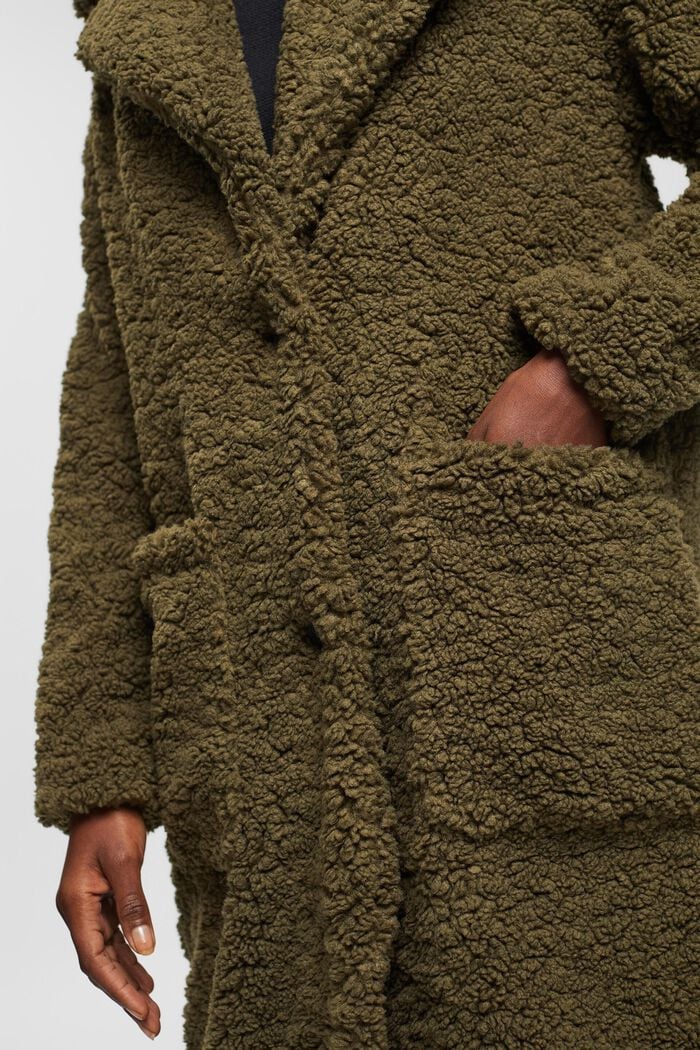 Teddy fur coat, DARK KHAKI, detail image number 2
