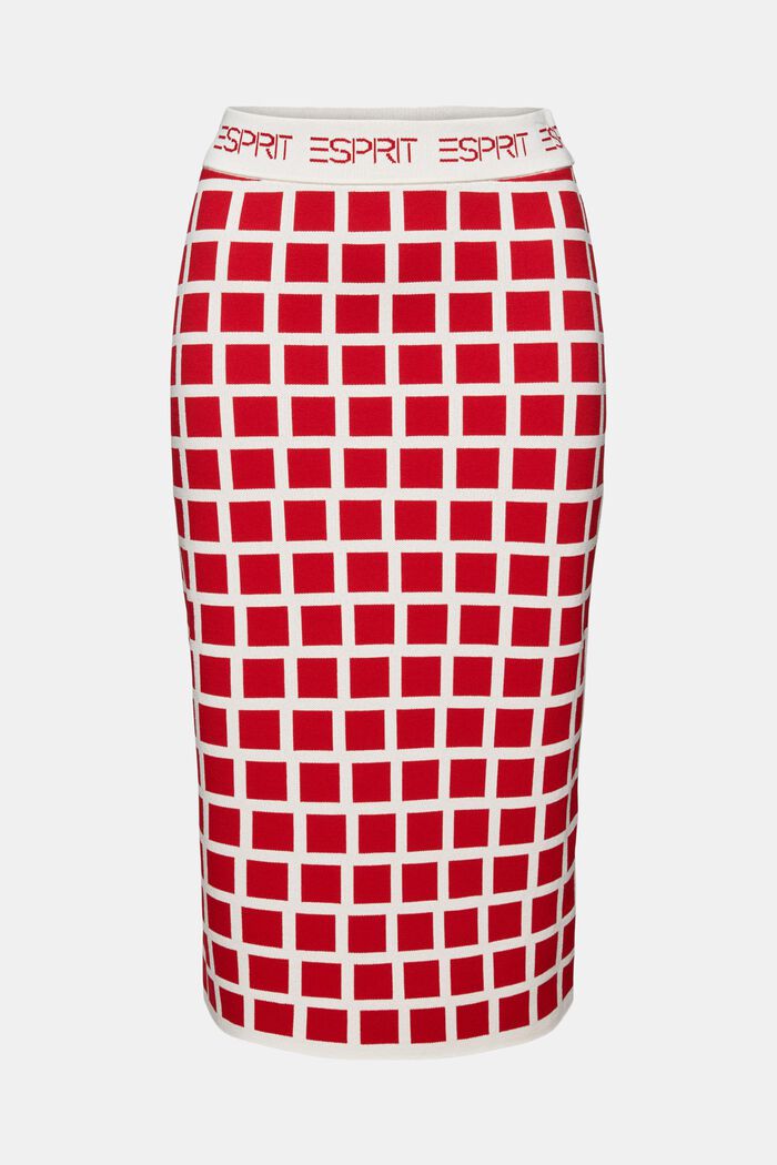 Logo Jacquard Midi Skirt, DARK RED, detail image number 6