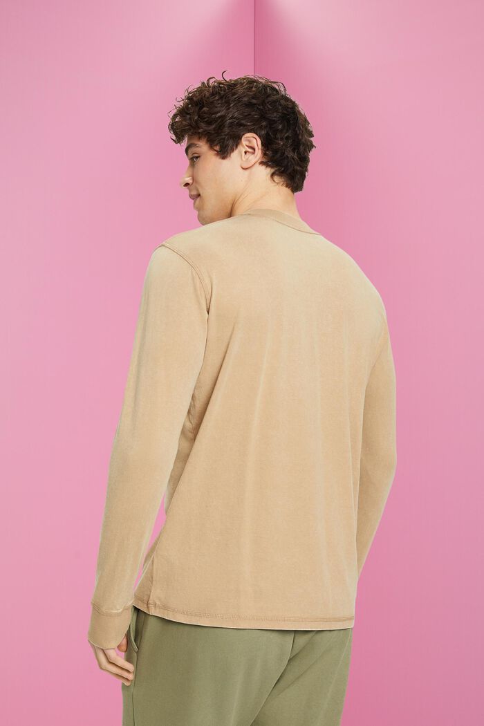 Long-sleeved top with buttons, KHAKI BEIGE, detail image number 3