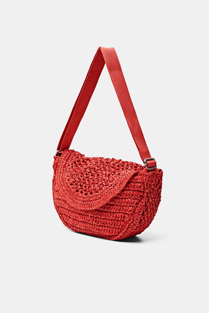 Woven Straw Crossbody Bag, ORANGE RED, detail image number 2