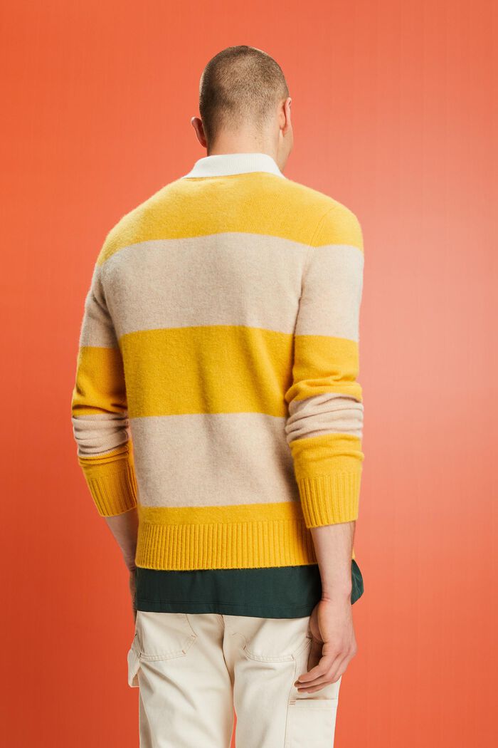 Rugby Stripe Cashmere Polo Sweater, YELLOW, detail image number 3