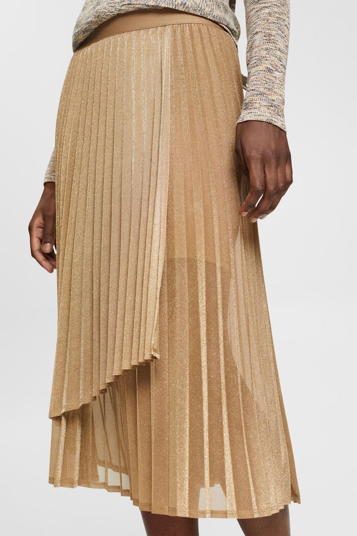 Pleated skirt with glitter effect, CREAM BEIGE, detail image number 2