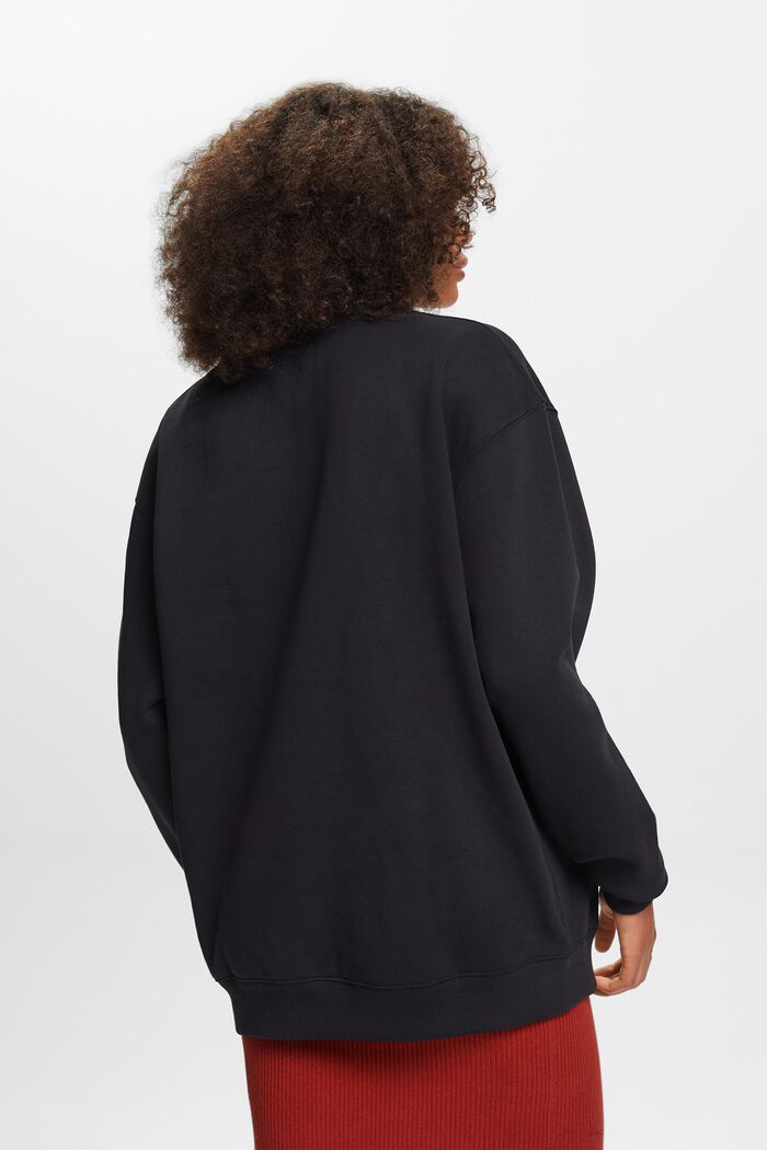Cotton Blend Pullover Sweatshirt, BLACK, detail image number 3