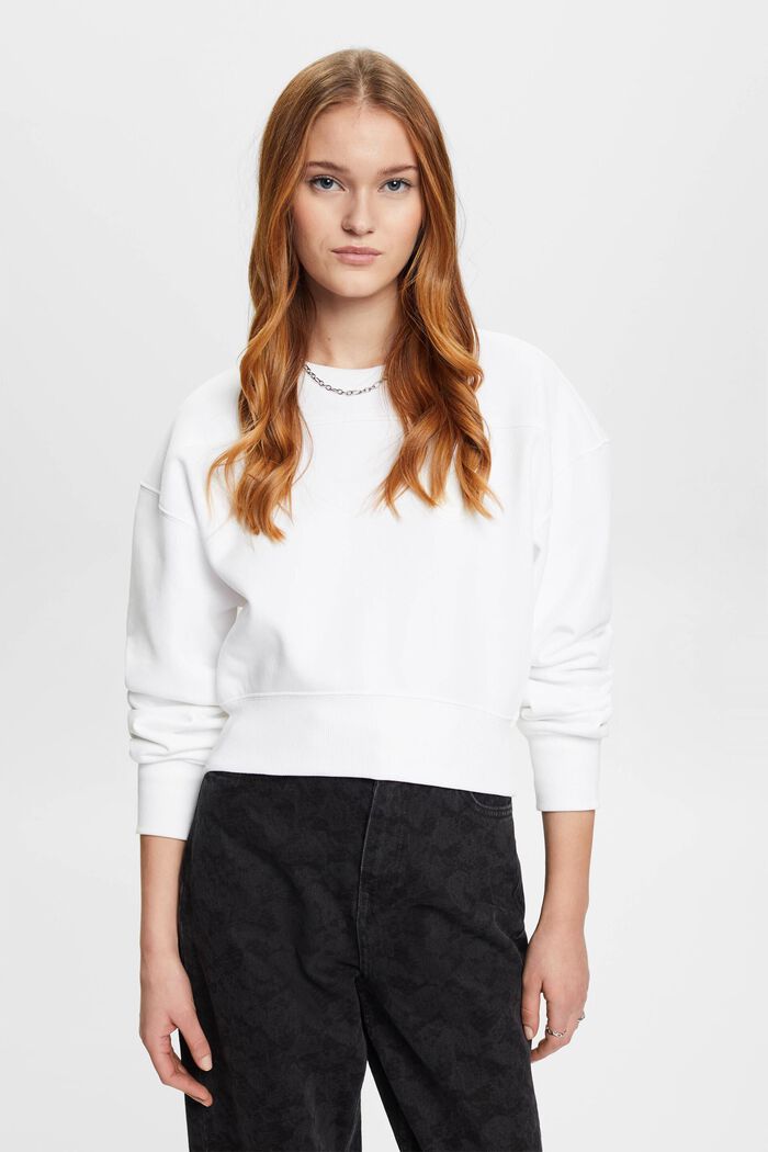 Cropped sweatshirt, WHITE, detail image number 0