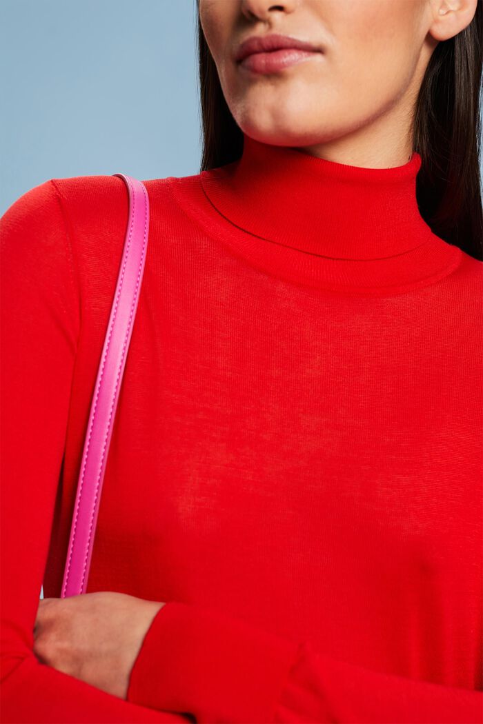 Long-Sleeve Turtleneck Sweater, RED, detail image number 3