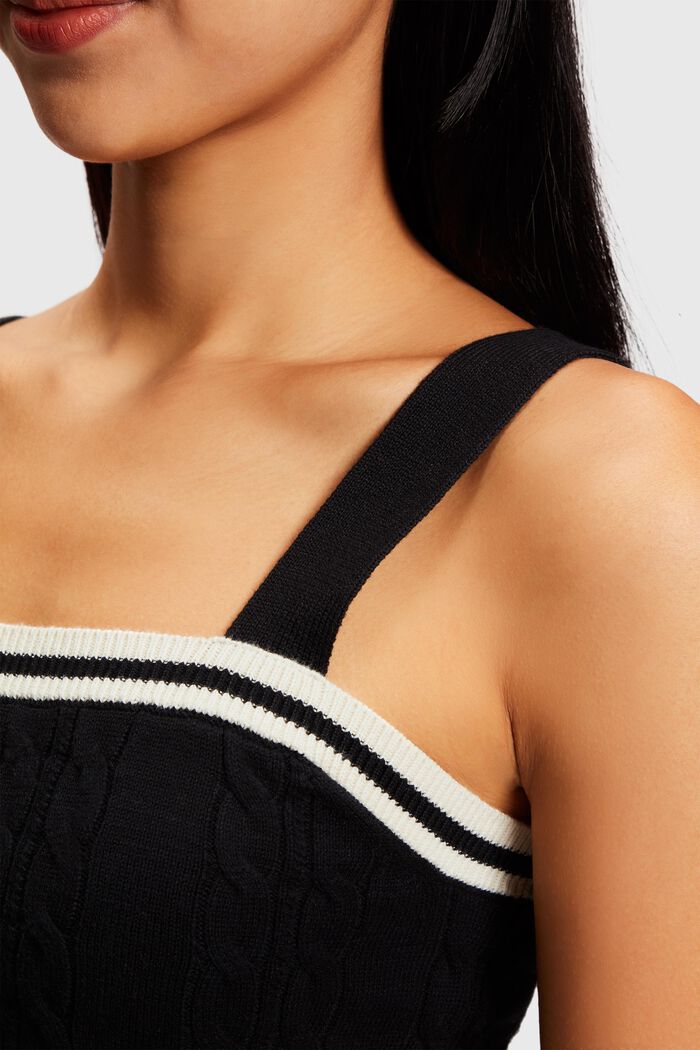 Dolphin logo cable sweater camisole, BLACK, detail image number 2