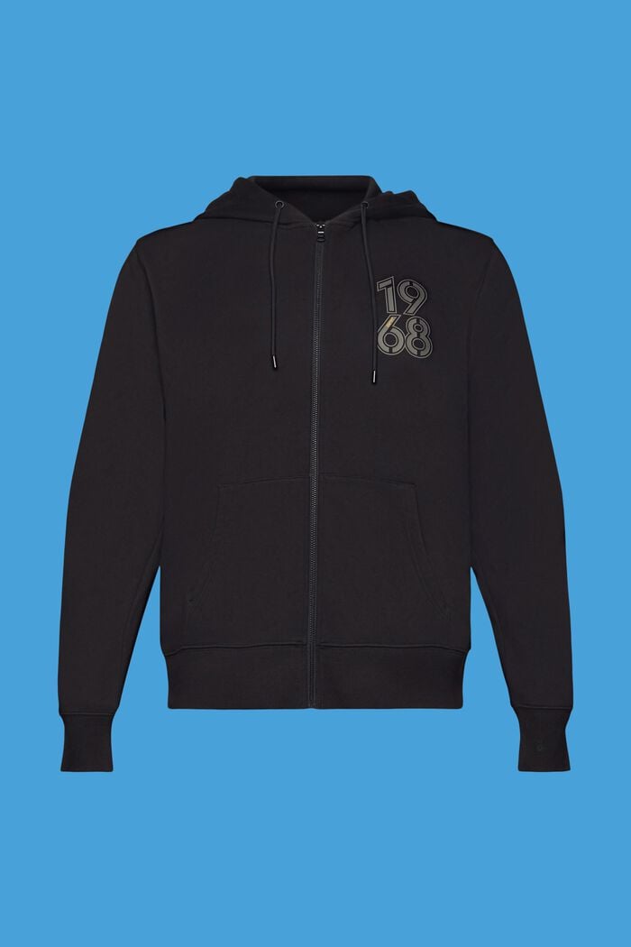 Full-length zip hoodie, BLACK, detail image number 6