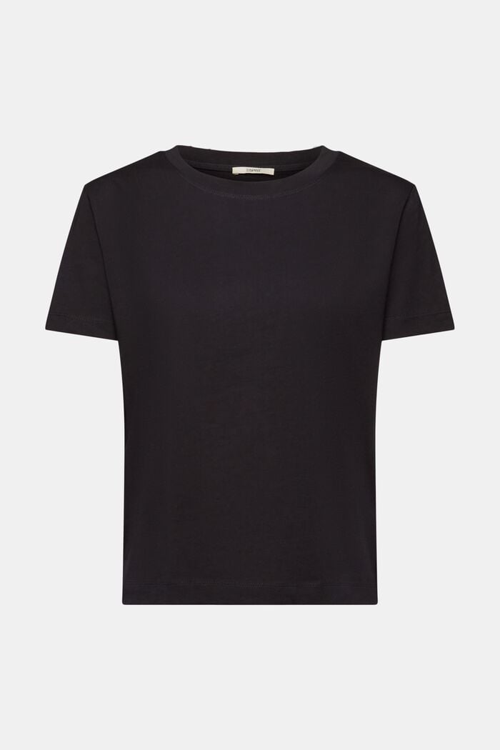 Cotton Crewneck T-Shirt, BLACK, detail image number 6