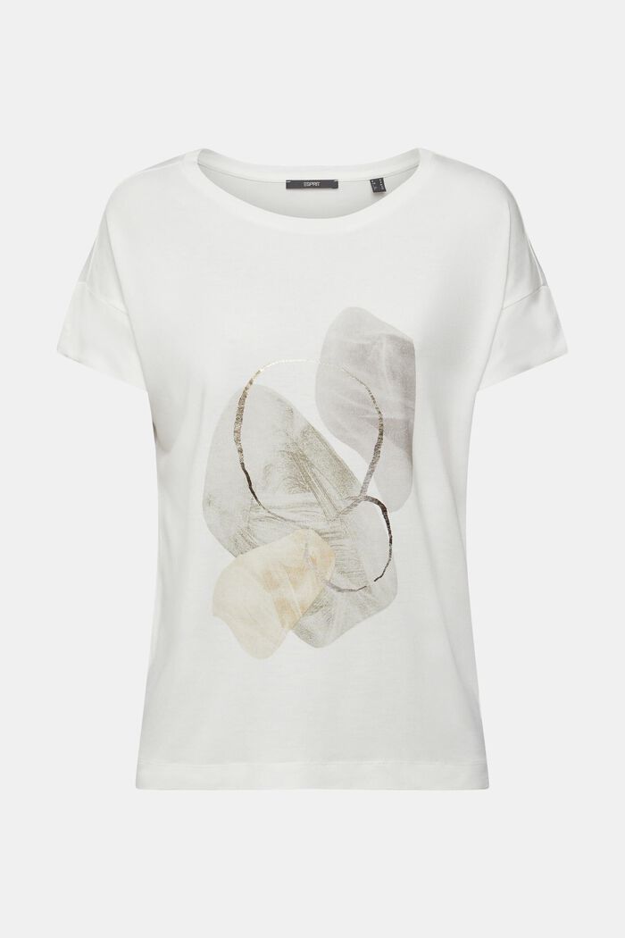 Metallic print t-shirt, LENZING™ ECOVERO™, OFF WHITE, detail image number 2
