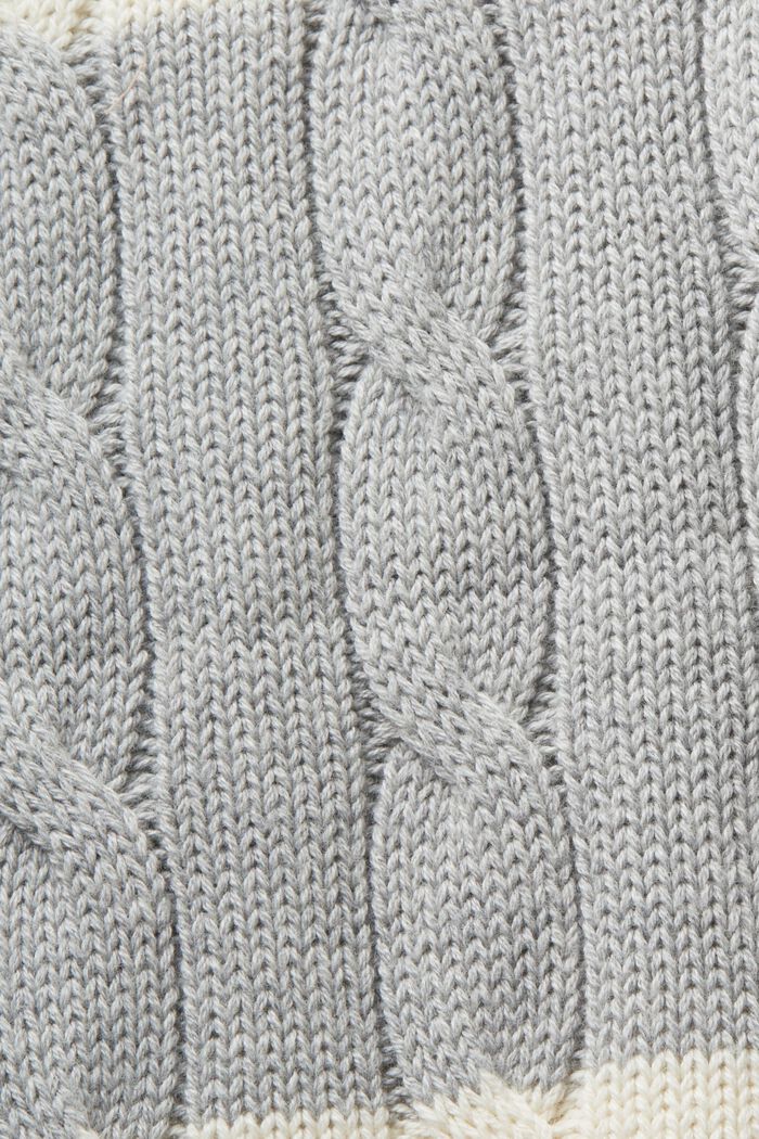 Striped Dolphin Logo Cable Knit Sweater, LIGHT GREY, detail image number 6