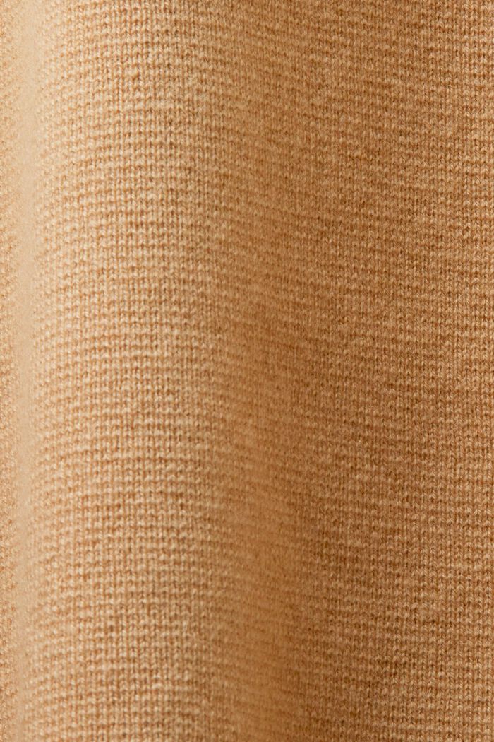 Unisex Wool-Cashmere Hooded Knit Sweater, BEIGE, detail image number 6