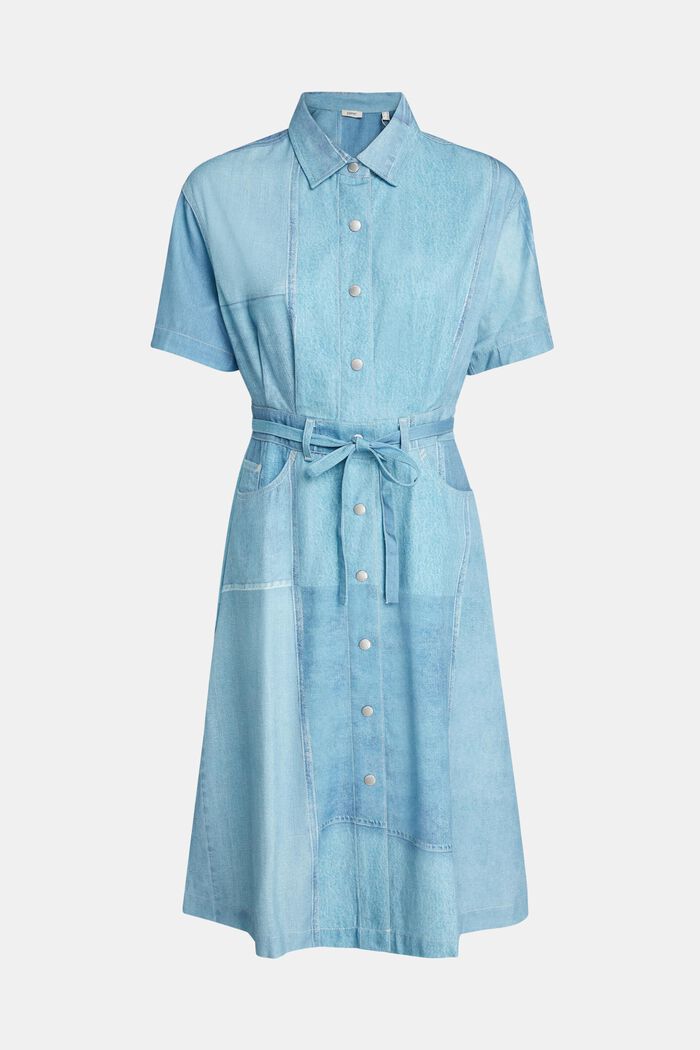 Denim Not Denim print shirt dress, BLUE MEDIUM WASHED, detail image number 4