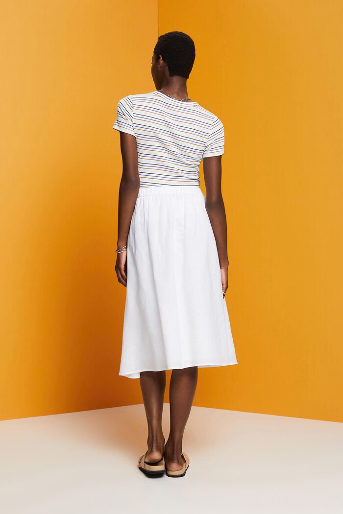 Midi skirt, linen-cotton blend, WHITE, detail image number 3