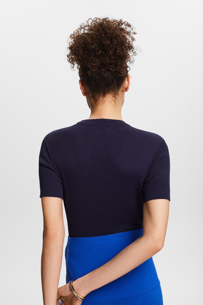 Seamless Short-Sleeve Sweater, NAVY, detail image number 2