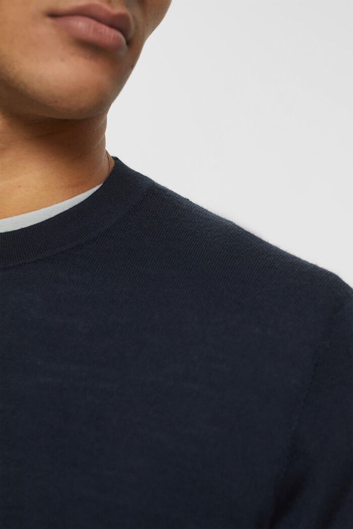 Knitted wool sweater, NAVY, detail image number 0