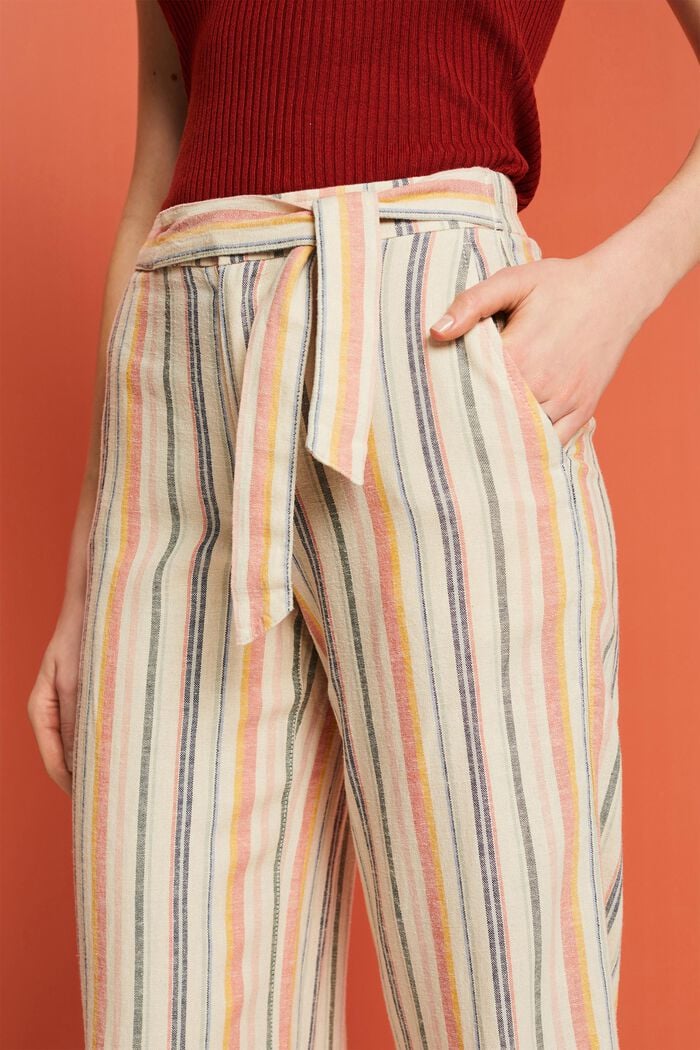 Striped culotte with fixed belt, SAND 3, detail image number 2