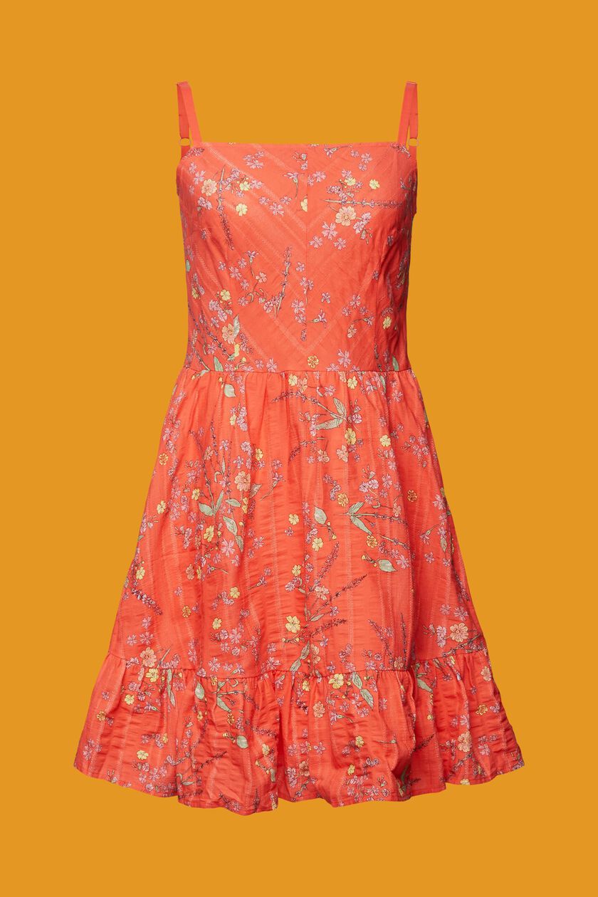 Floral Print Cotton Knee-Length Dress