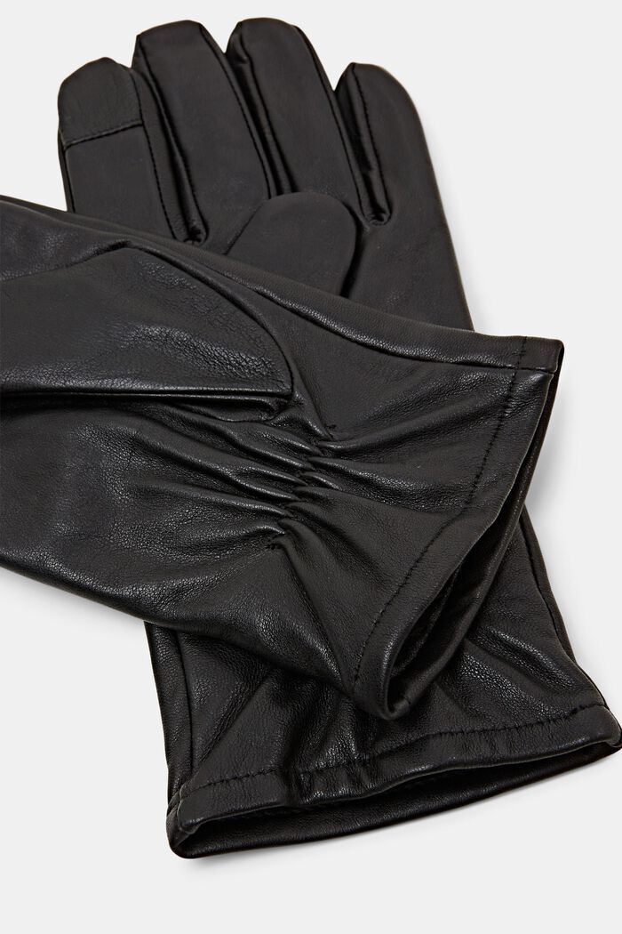 Leather Gloves, BLACK, detail image number 1