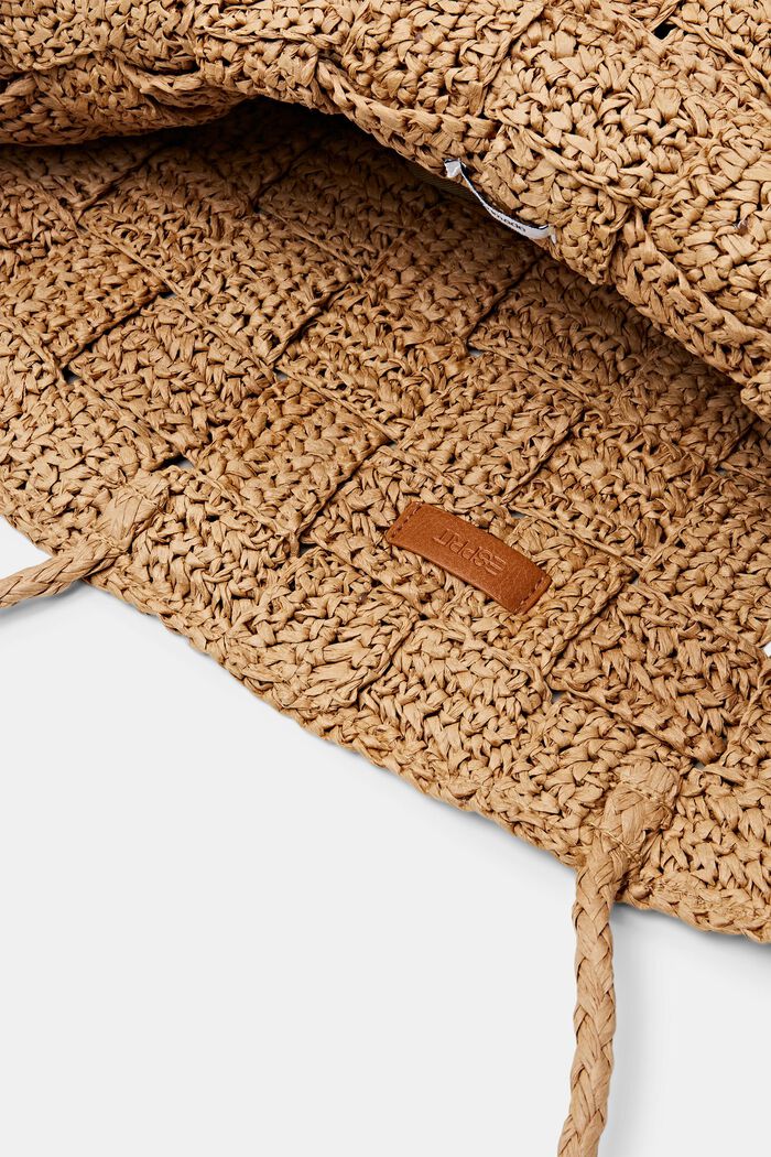 Woven Straw Tote, CAMEL, detail image number 3