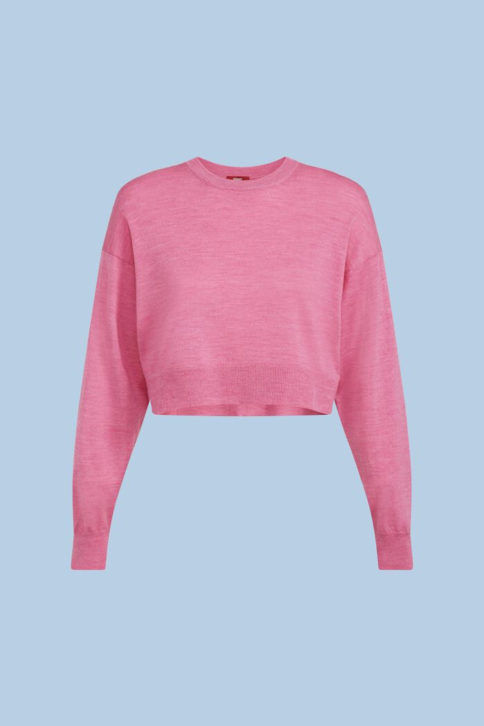 Cropped Super Fine Merino Wool Sweater, PINK FUCHSIA 5, detail image number 5