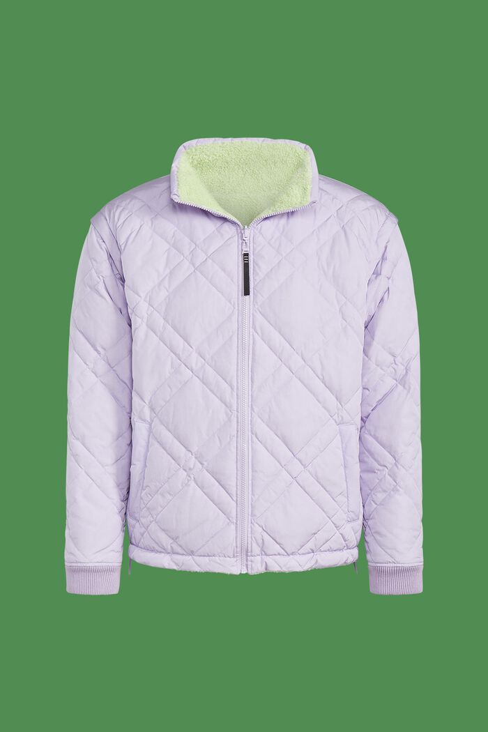 Detachable Sleeve Reversible Quilted Jacket, LAVENDER, detail image number 7