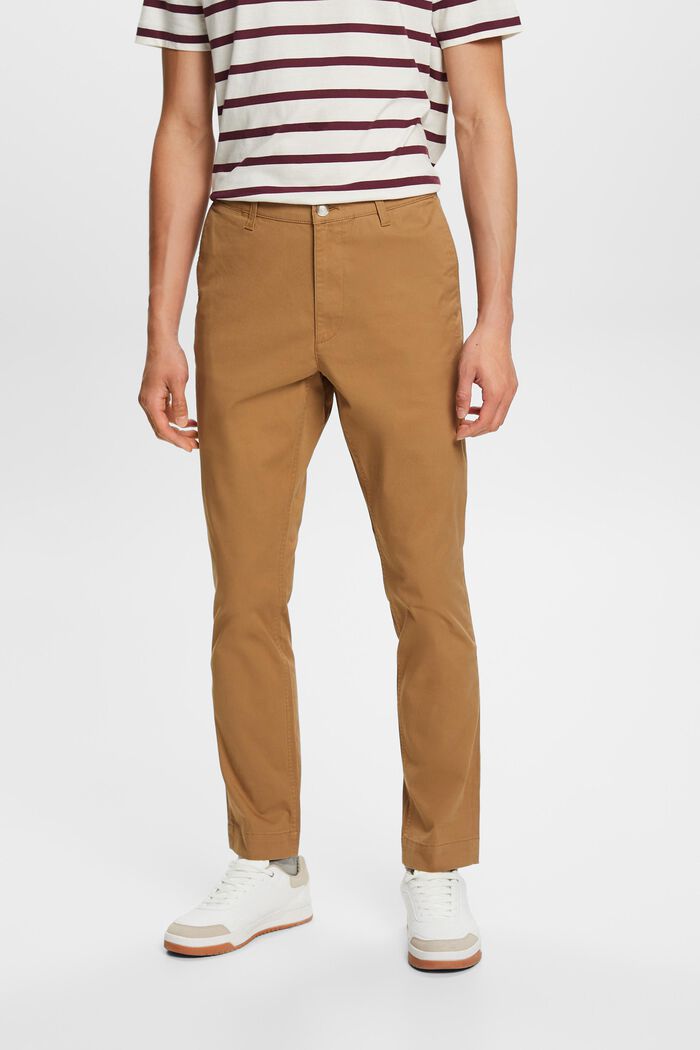 Cotton-Twill Slim Chinos, CAMEL, detail image number 0