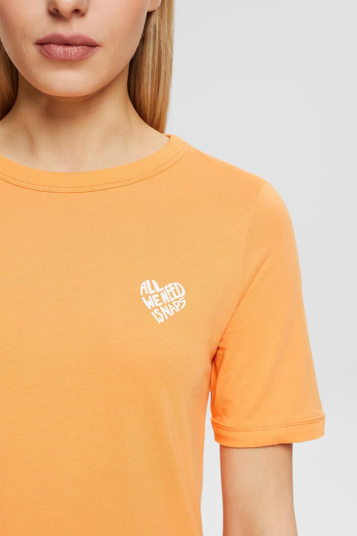 Cotton t-shirt with heart-shaped logo, GOLDEN ORANGE, detail image number 2