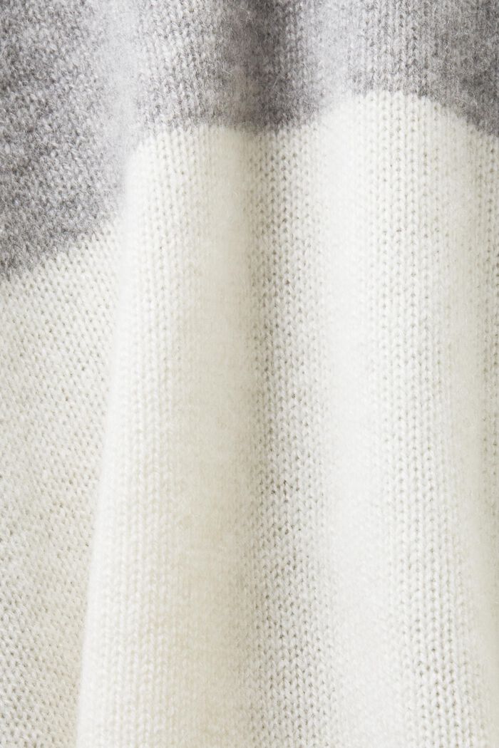 Cashmere V-Neck Rugby Stripe Sweater, LIGHT GREY, detail image number 6