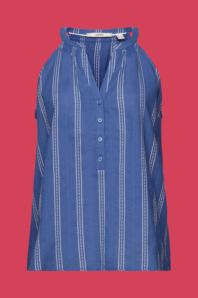 Sleeveless striped blouse, 100% cotton