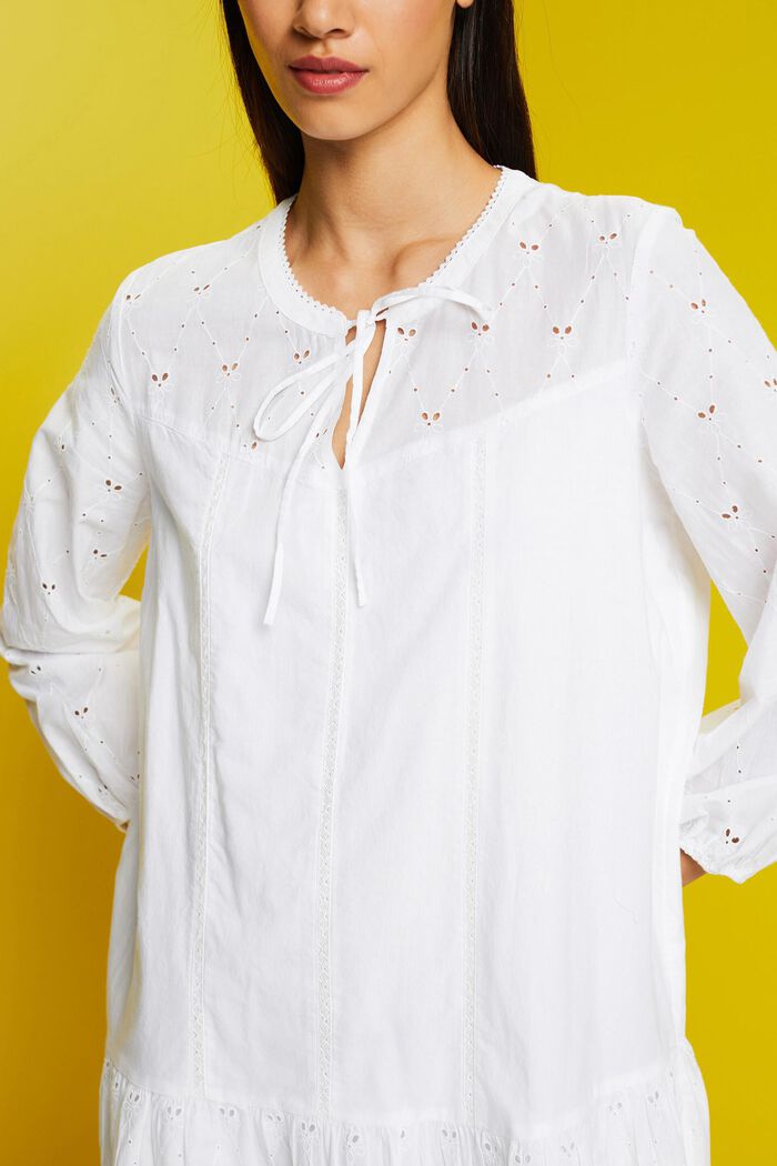 Embroidered dress, 100% cotton, WHITE, detail image number 2