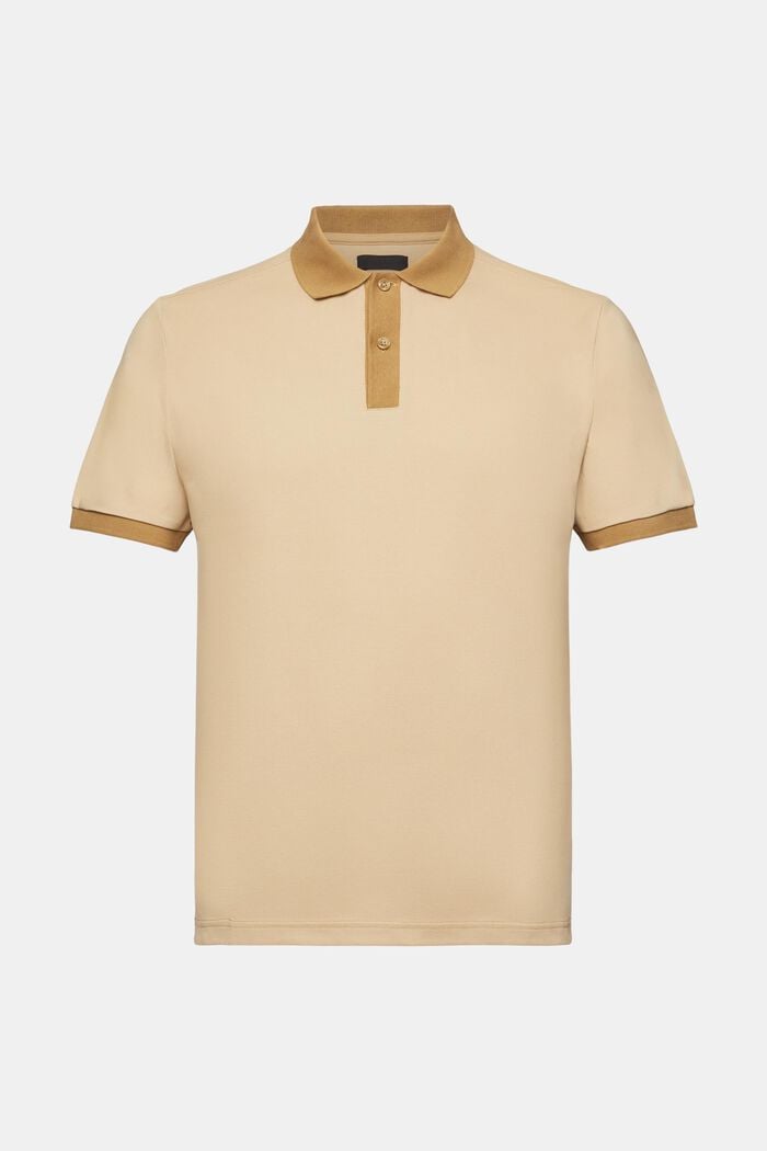 Two-tone piqué polo shirt, SAND, detail image number 6