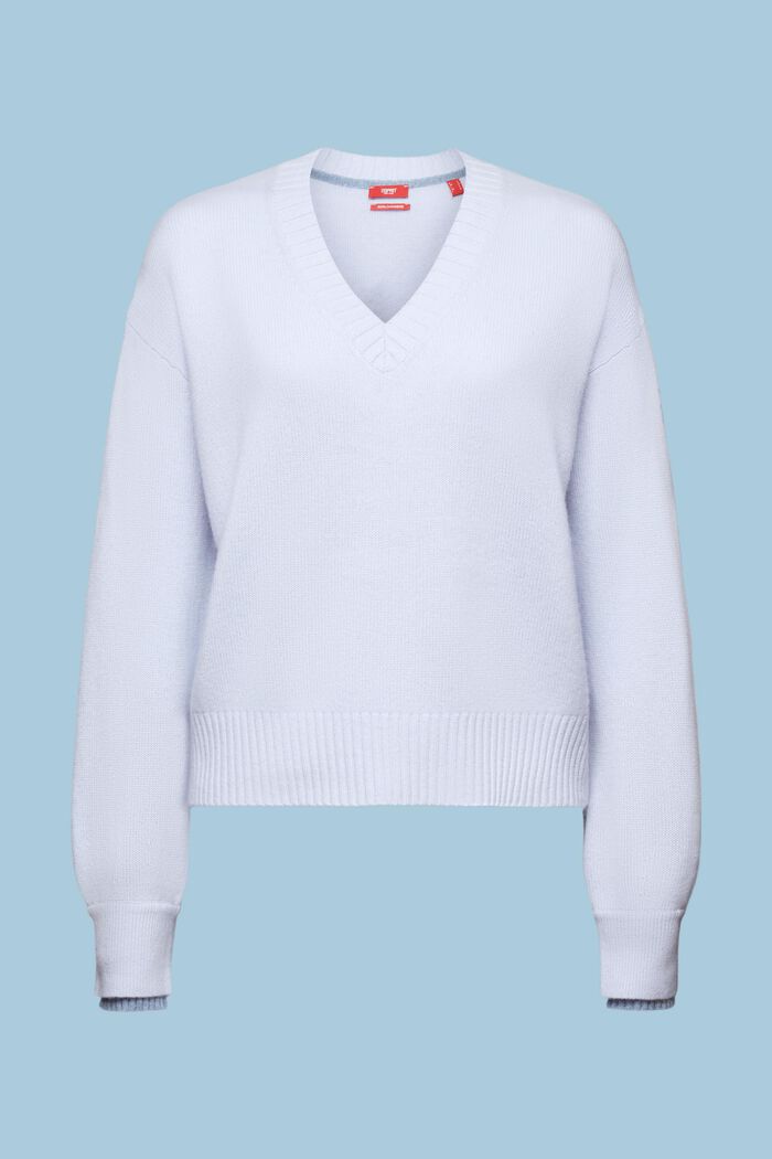 Cashmere V-Neck Sweater, PASTEL BLUE, detail image number 7