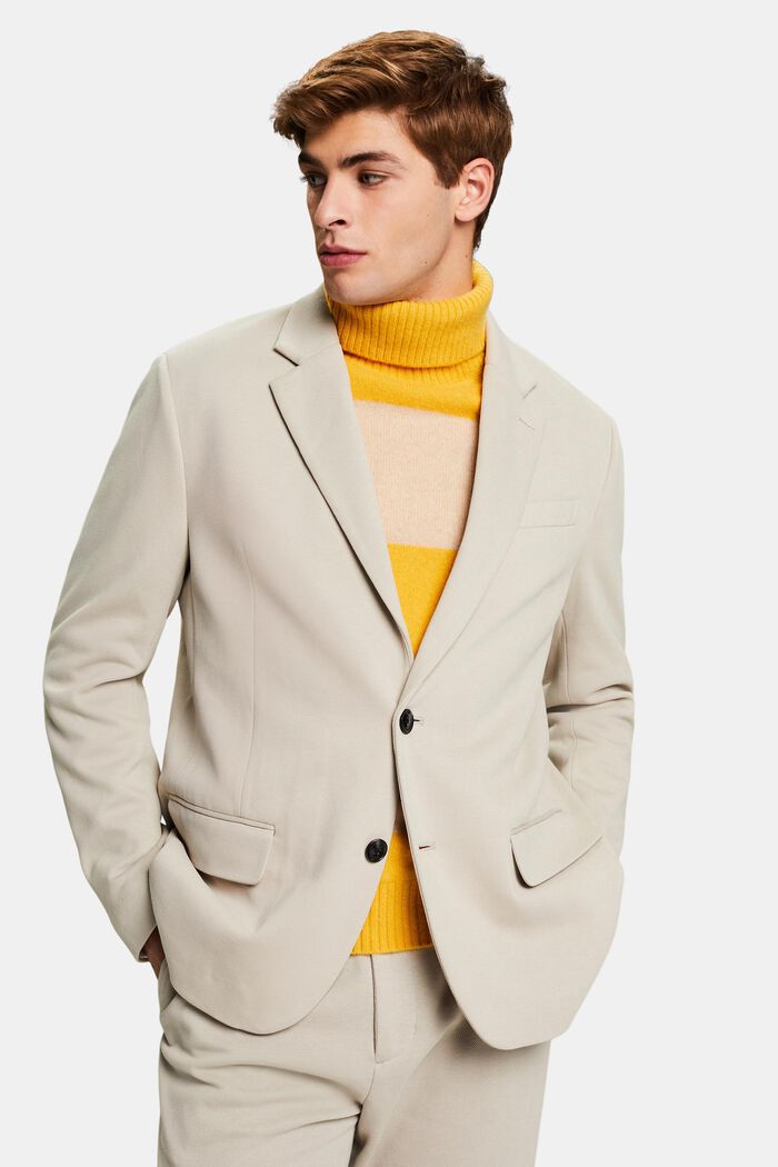 Knitted Piqué-Jersey  Blazer, LIGHT GREY, detail image number 0