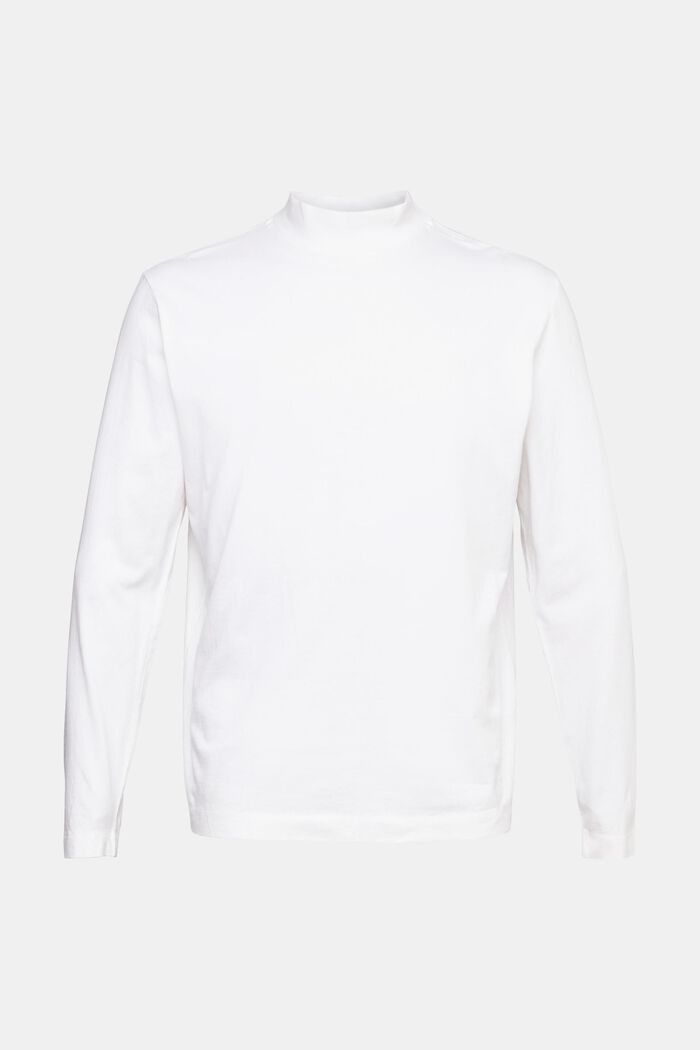 Stand-up collar long sleeve top, WHITE, detail image number 6