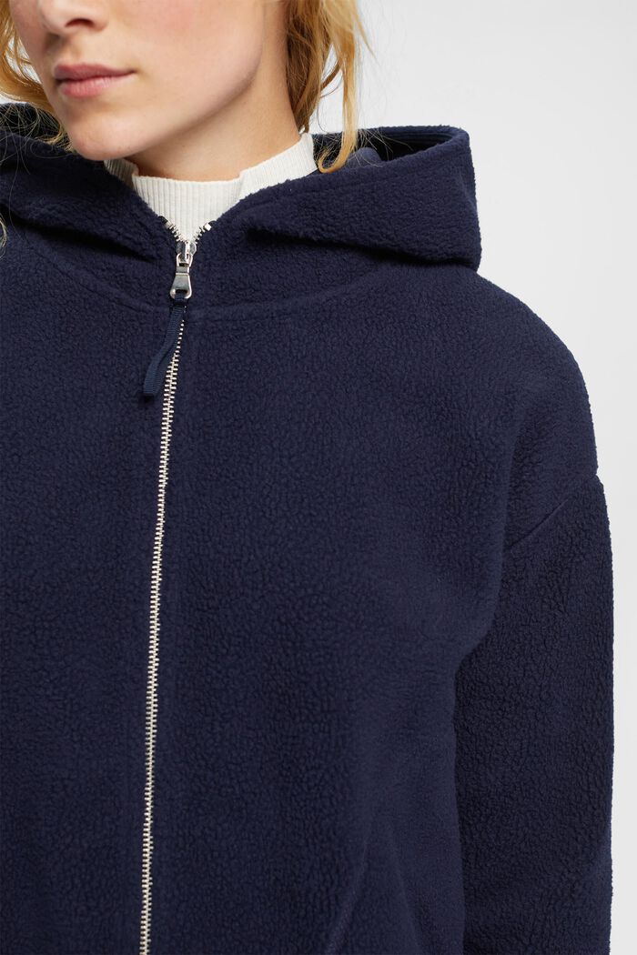 Teddy borg fleece hoodie, NAVY, detail image number 4